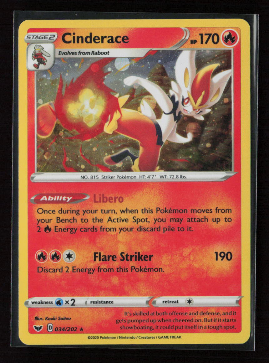 Cinderace - (Non-Holo) Rare Deck Exclusives 034/202 NM