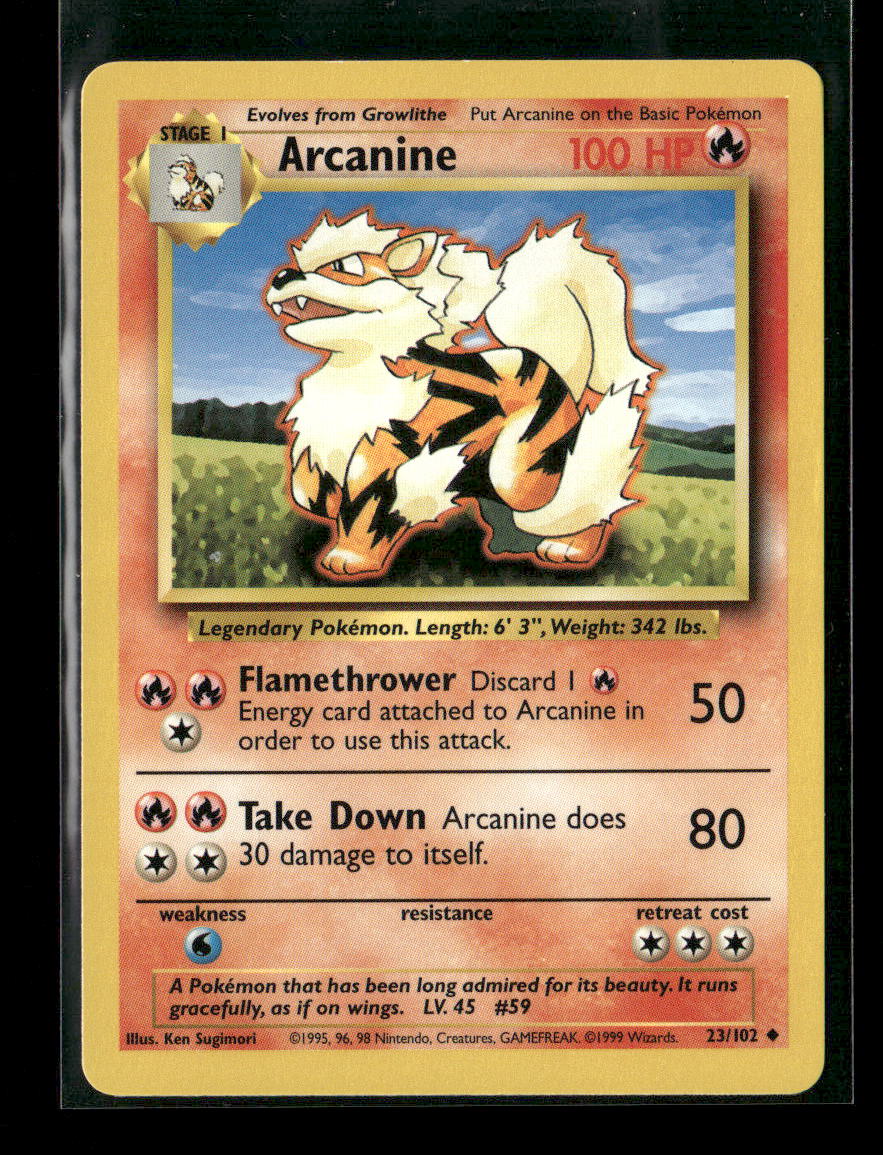 Arcanine Uncommon Base Set 023/102 LP