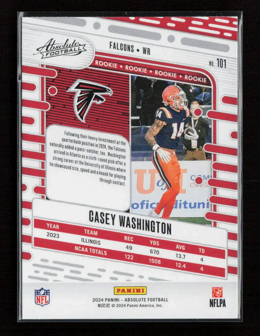 Casey Washington 2024 Panini Absolute 101 NM - Kang's Collectibles