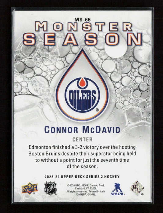 Connor McDavid 2023 Upper Deck Monster Season MS-2 NM - Kang's Collectibles