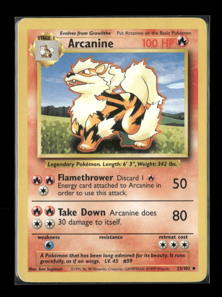 Arcanine Uncommon Base Set 023/102 LP