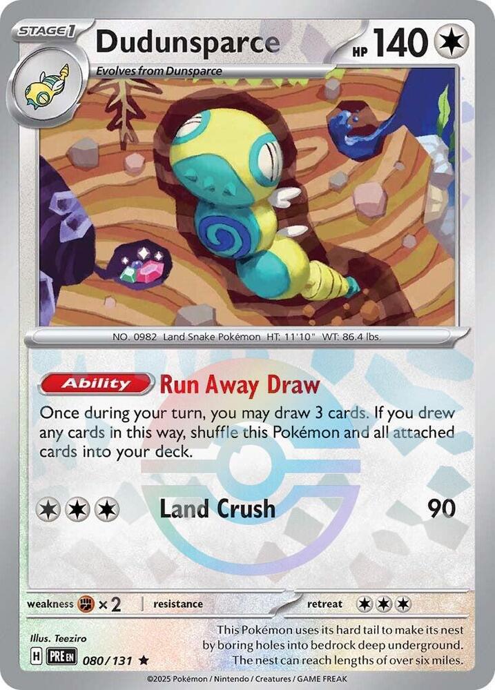 Dudunsparce (Poke Ball Pattern) Rare SV: Prismatic Evolutions 080/131 NM