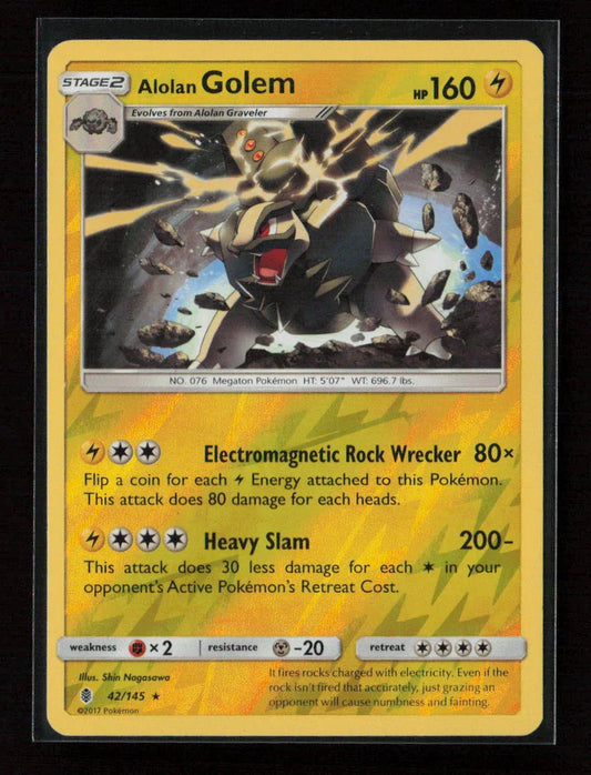 Alolan Golem Holo Rare SM - Guardians Rising 42/145 LP - Kang's Collectibles