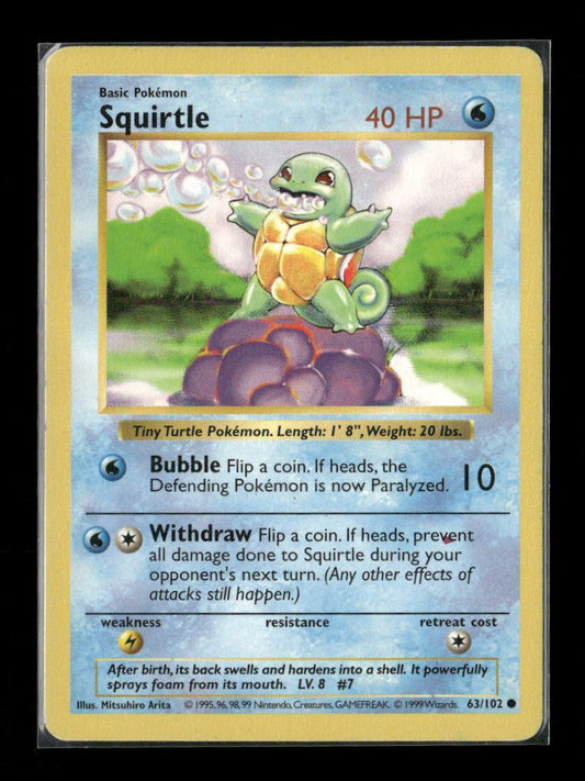 Squirtle Common Base Set (Shadowless) 063/102 LP - Kang's Collectibles