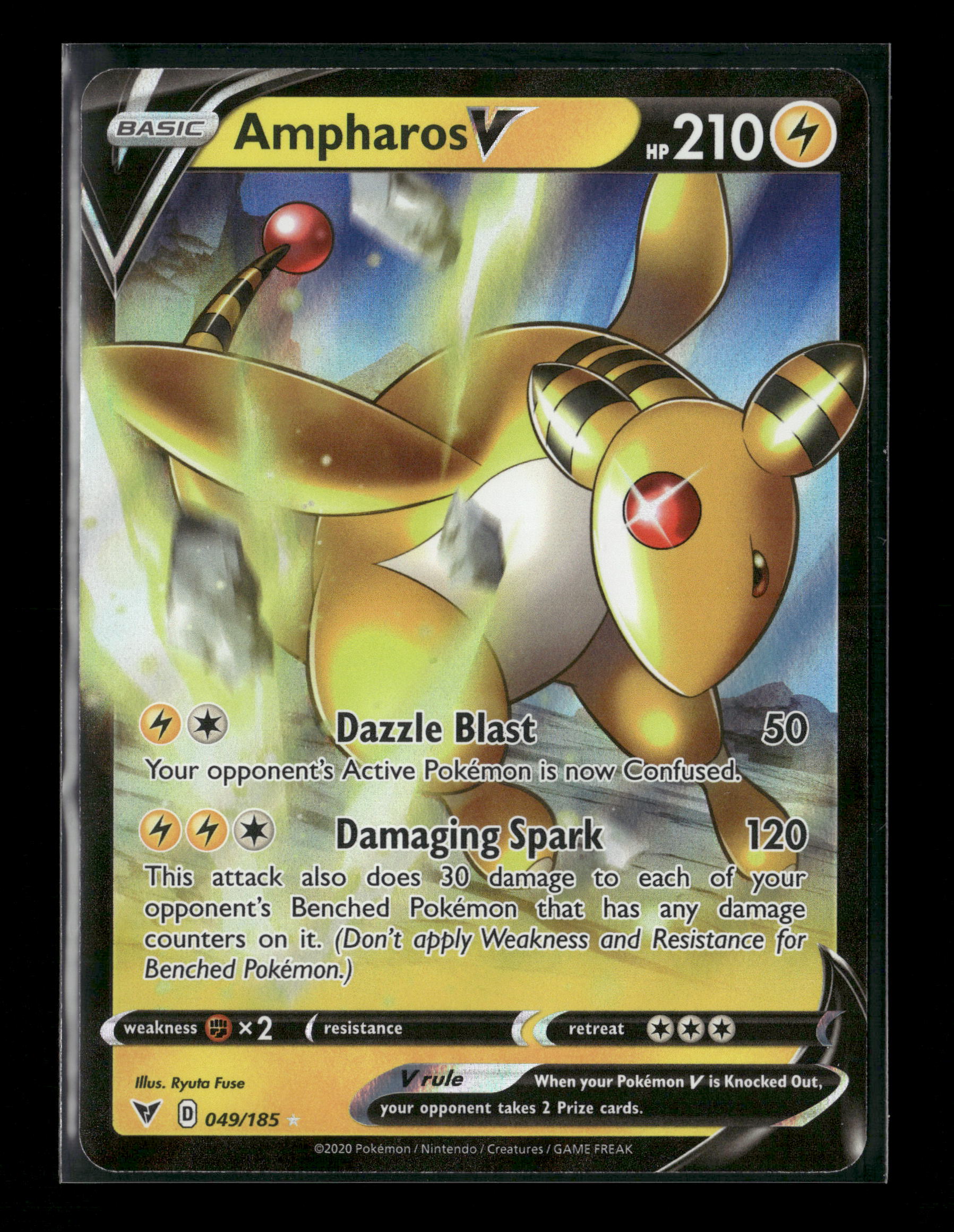 Ampharos V Ultra Rare SWSH04: Vivid Voltage 049/185 NM