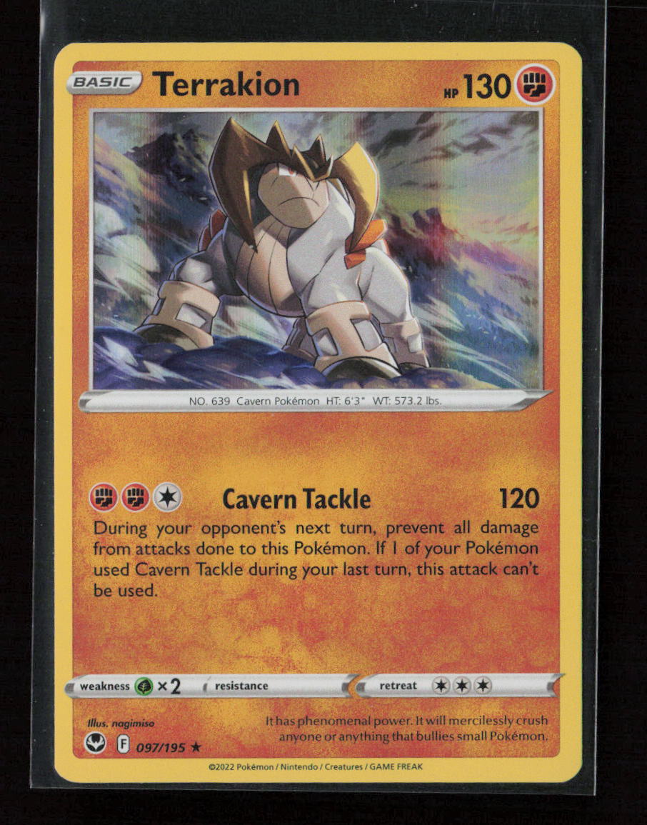 Terrakion Holo Rare SWSH12: Silver Tempest 097/195 NM