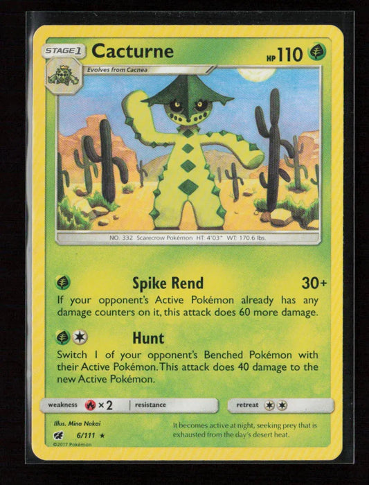 Cacturne Rare SM - Crimson Invasion 6/111 MP - Kang's Collectibles