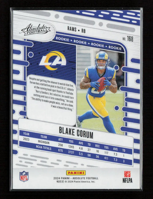 Blake Corum 2024 Panini Absolute 168 NM - Kang's Collectibles