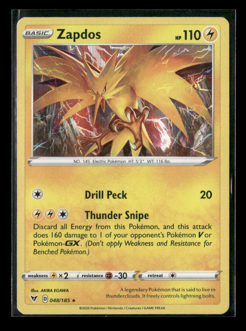 Zapdos Holo Rare SWSH04: Vivid Voltage 048/185 NM